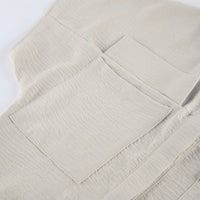 Light Khaki Textured Lace Up Waist Jumpsuit Short Sleeve Jumpsuit - Modestly Vogue 