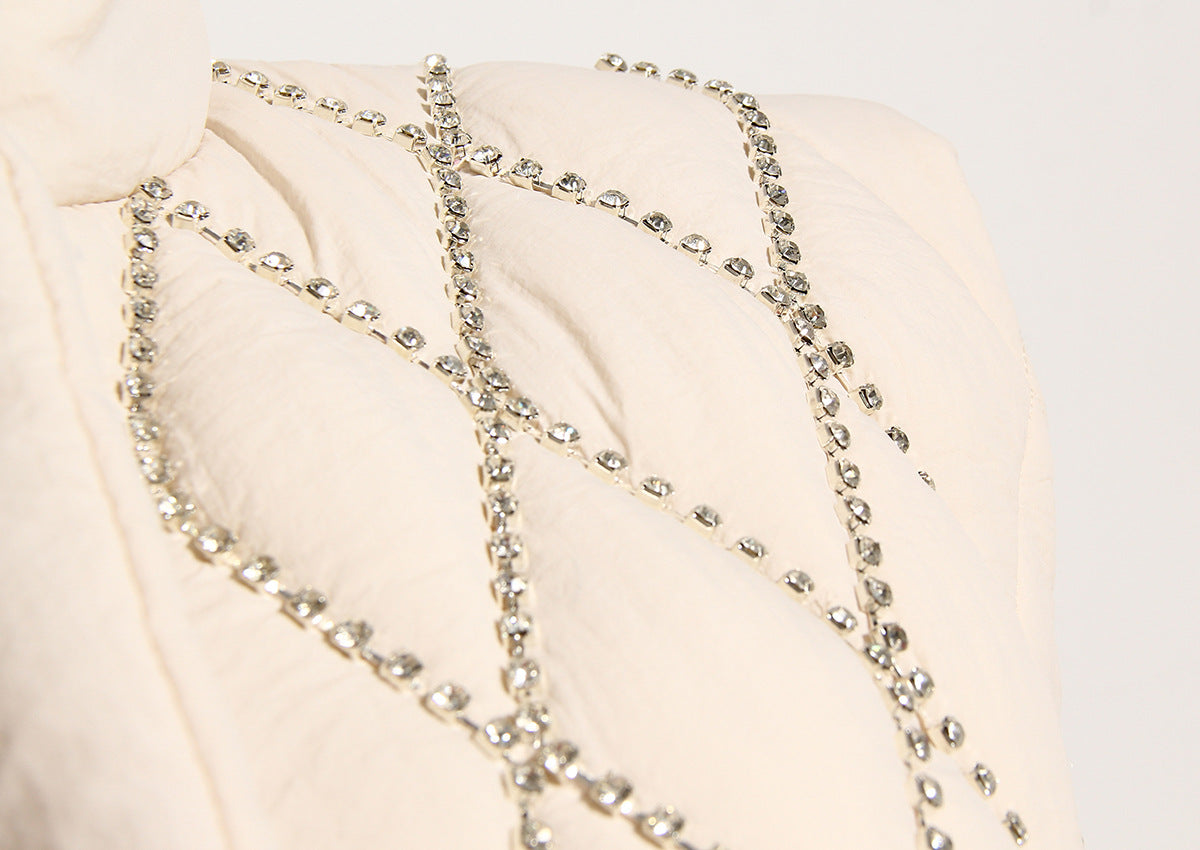 Handmade Rhinestone Quilted Sleeveless Cotton Waistcoat