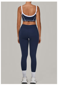 Autumn Sand Color Contrast Patchwork Yoga Suit Skinny Slimming Outdoor Sports Running Fitness Two Piece Sets