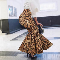 Leopard Print Figure-Flattering High Waist Flare Animal Print Skirt