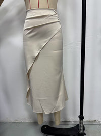 Women’s Satin Midi Skirt – Elegant Mid Length Silk Style - Modestly Vogue 