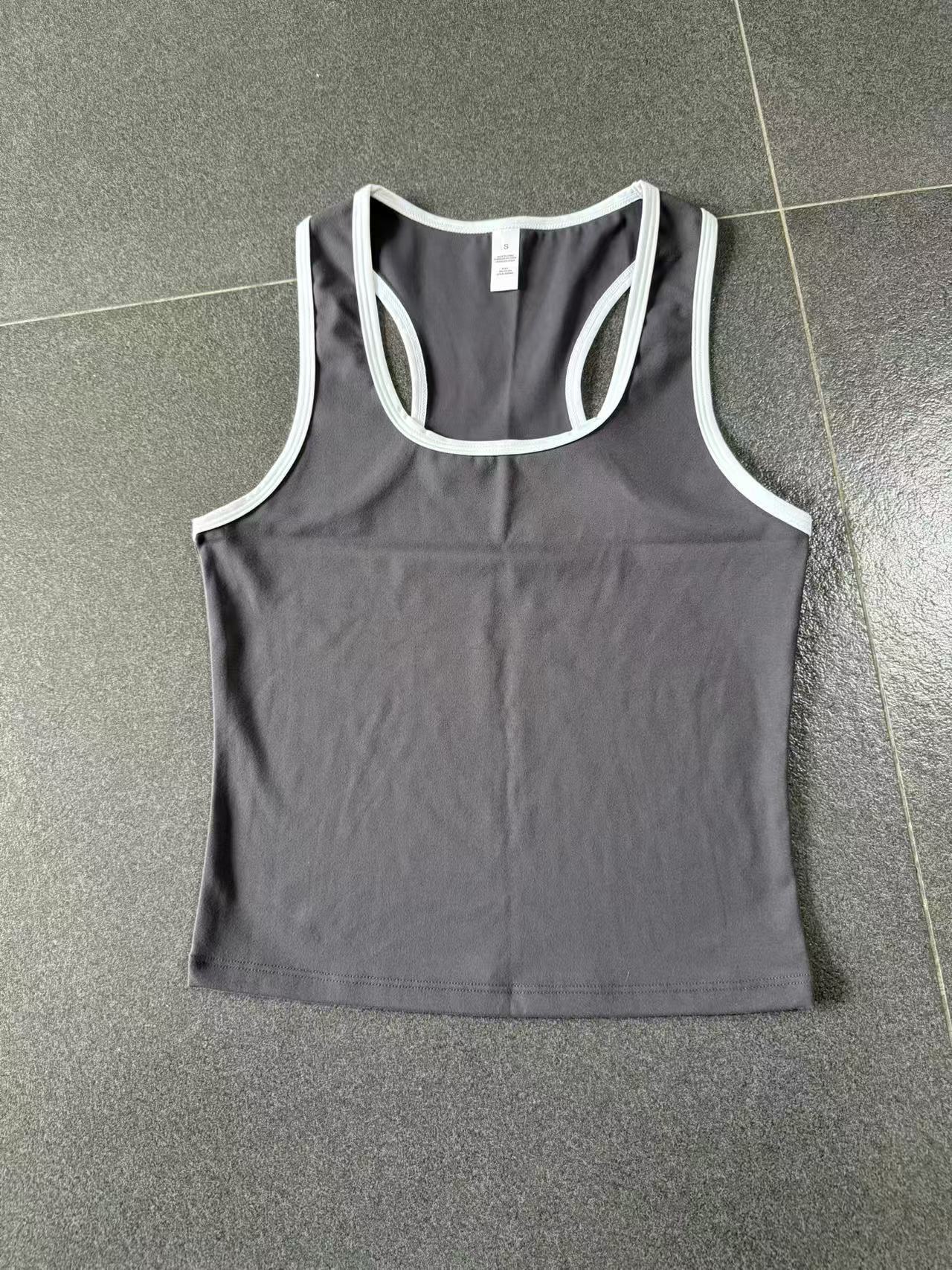 No Chest Pad Stitching Contrast Color Beauty Back Yoga Vest Quick Drying Workout Top Outer Wear Running Exercise Vest Women