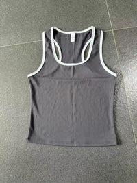 No Chest Pad Stitching Contrast Color Beauty Back Yoga Vest Quick Drying Workout Top Outer Wear Running Exercise Vest Women