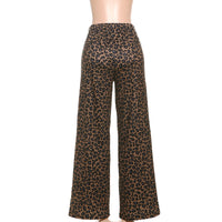 Leopard Print High Waist Wide Leg Trousers Pants - Modestly Vogue 
