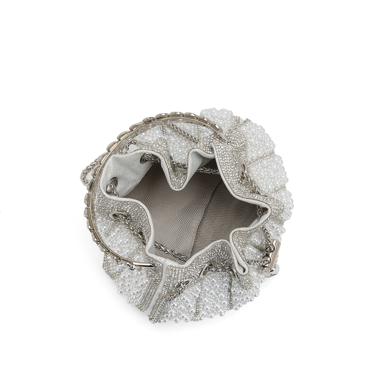 Diamond Beaded Dinner Bag – Fully Jewelled Tassel Bucket Handbag