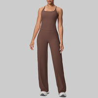 Micro Brushed Solid Color H Shaped Yoga Wear Set