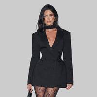 Women’s Autumn Solid Color Slim Fit Long Sleeve Dress