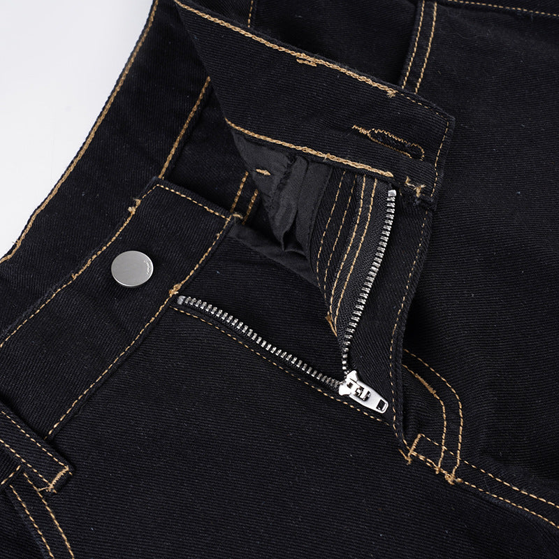 Retro Street Straight Low Waist Casual Jeans Women Arrival Basic Dark Blue Pants