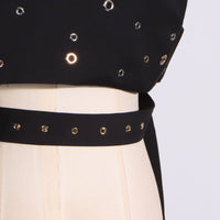 Fashionable Trendy Sleeveless Riveted Belted Tank Top - Modestly Vogue 