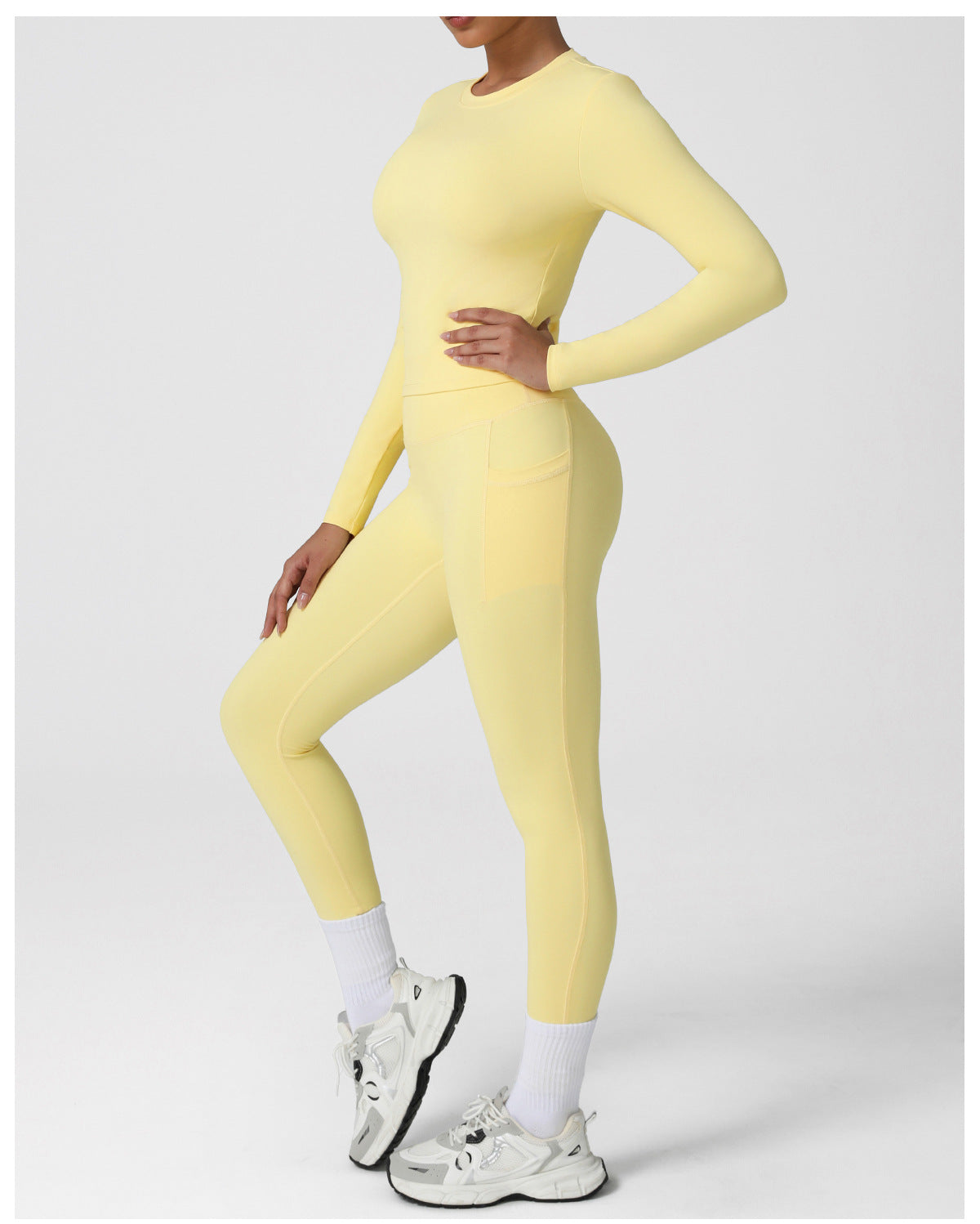 Nude Feel Long Sleeve Yoga Set – High-Waist Flared Pants & Fitness Suit