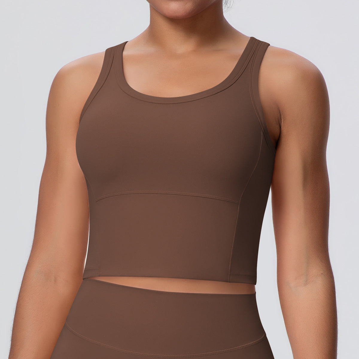 Nude Feel Workout Sports Bra with Chest Pad | Skin-Soft Fitness Bra - Modestly Vogue 
