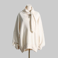 Solid Color Women Sweatshirt Casual Loose Scarf Collar - Modestly Vogue 