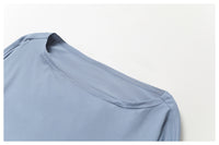 Off Shoulder Cropped Batwing Sleeve Long Sleeve Yoga Top - Modestly Vogue 