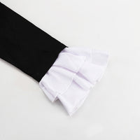 Black & White Color Contrast A-Line Dress – V Neck Flared Sleeves