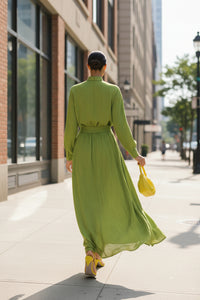 Lazy Green High Collar Loose Knitted Top Skirt Two Piece Sets - Modestly Vogue 