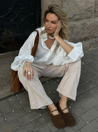 Cotton Corduroy Trousers Fall Retro Wide Leg Pants Loose Casual Trousers Women