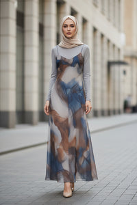 Elegant Chiffon Dress Elegant Colorful Blooming Printed Strap Dress - Modestly Vogue 