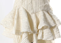 Pleated Floral Ruffled Dress – Asymmetric Retro Summer Style - Modestly Vogue 