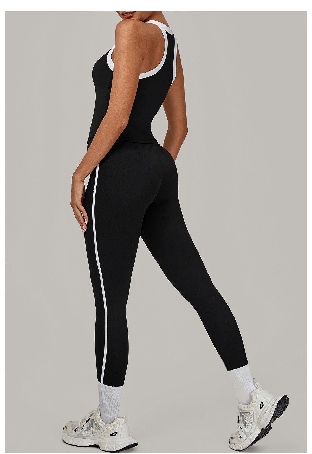 Contrast Color Binding Sports Suit Women Tight Nude Feel Yoga Clothes Sports Outdoor Fitness Two Piece Sets