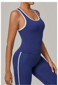 No Chest Pad Stitching Contrast Color Beauty Back Yoga Vest Quick Drying Workout Top Outer Wear Running Exercise Vest Women