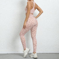 Leopard Print Yoga Clothes Beauty Back Tight Sports Suit Peach Hip Raise High Waist Fitness Suit Women