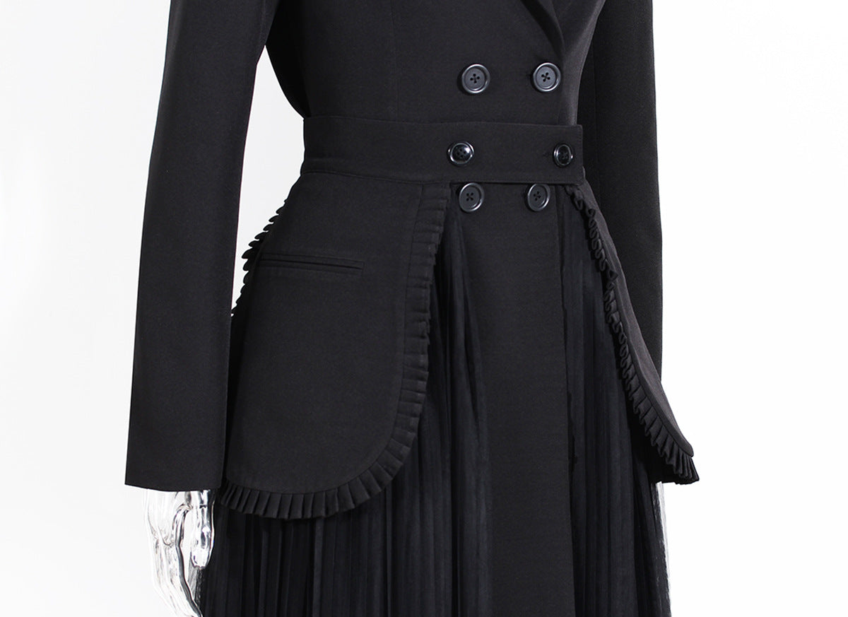 Black Skirt Set Two Piece Set Spring Elegant Long Set Mesh Pleated Skirt Set For Women - Modestly Vogue 