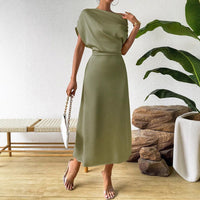 Women’s Satin Summer  Dress – Trendy Slim Fit - Modestly Vogue 