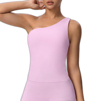 One Shoulder Slim Fit Workout Vest | Quick Drying Yoga Sports Top - Modestly Vogue 