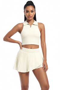 Summer Outdoor Casual T shirt Running Sports Yoga Workout Clothes Suit Breathable Yoga Nude Feel Tennis Two Piece Sets - Modestly Vogue 