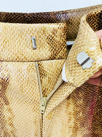 Snakeskin Leather Jacket & Flared Pants | Bold Co-Ord Set - Modestly Vogue 