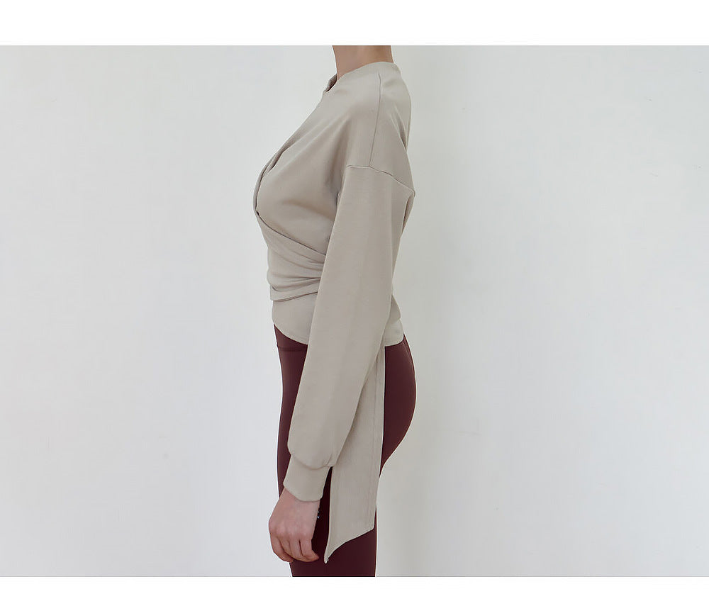 Women’s Short Cotton Lace-Up Yoga Fitness Sweater