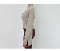 Women’s Short Cotton Lace-Up Yoga Fitness Sweater