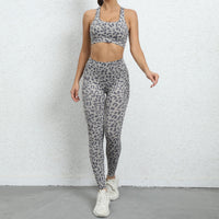 Leopard Print Yoga Clothes Beauty Back Tight Sports Suit Peach Hip Raise High Waist Fitness Suit Women