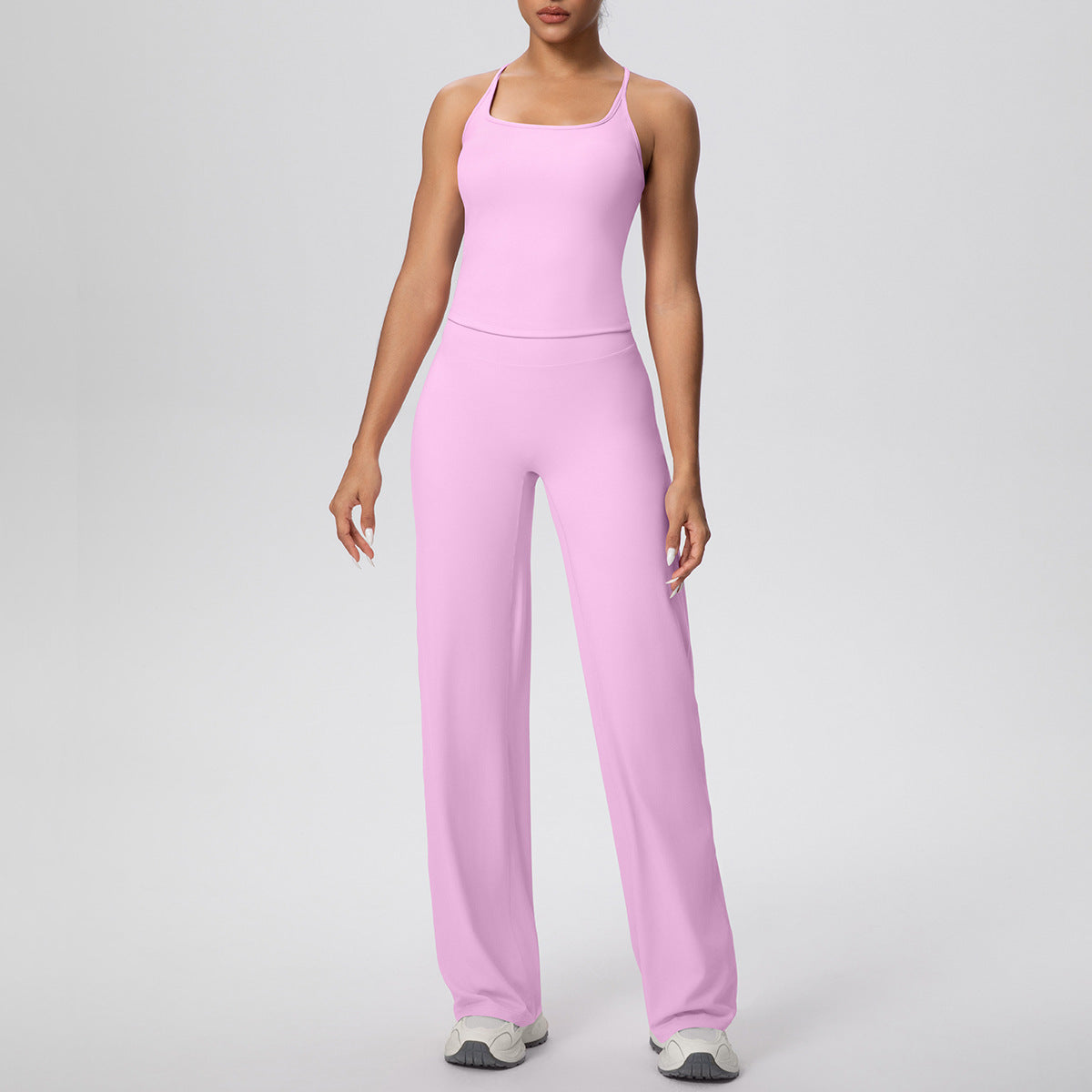 Micro Brushed Solid Color H Shaped Yoga Wear Set