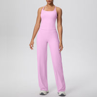 Micro Brushed Solid Color H Shaped Yoga Wear Set