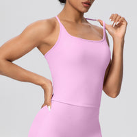 H-Shaped Beauty Back Spaghetti Strap Yoga Vest | Padded Workout Top - Modestly Vogue 