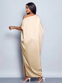 Women’s Yellow Satin Maxi Dress – Elegant Summer Style - Modestly Vogue 