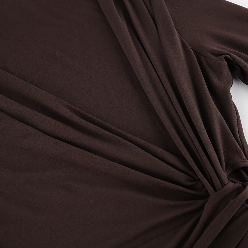 Elegant Ruched Twisted Maxi Bodycon Dress - Modestly Vogue 