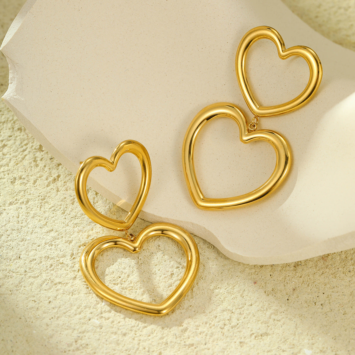 Heart 18K Gold Plating Heart Earrings - Modestly Vogue 