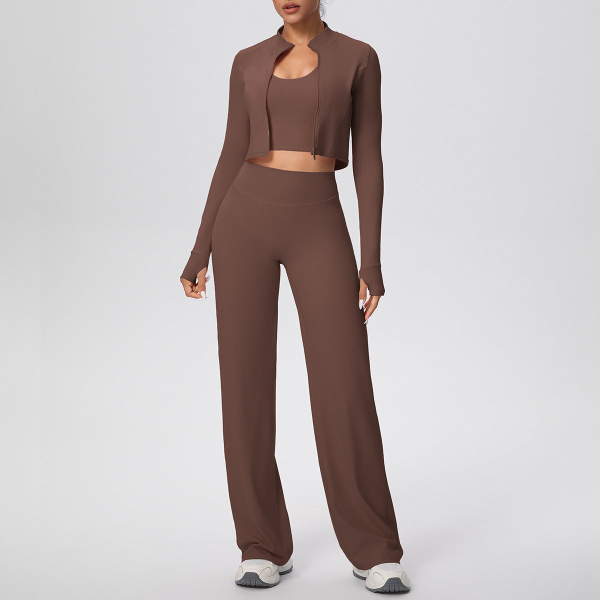 Women’s 3-Piece Sports Set | Zip Jacket, Halter Top & Pants