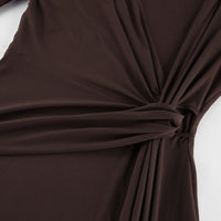 Elegant Ruched Twisted Maxi Bodycon Dress - Modestly Vogue 