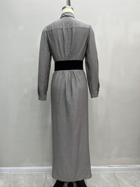 Spring Autumn French Elegant Collared Breasted Shirt Dress with Belt Dress - Modestly Vogue 