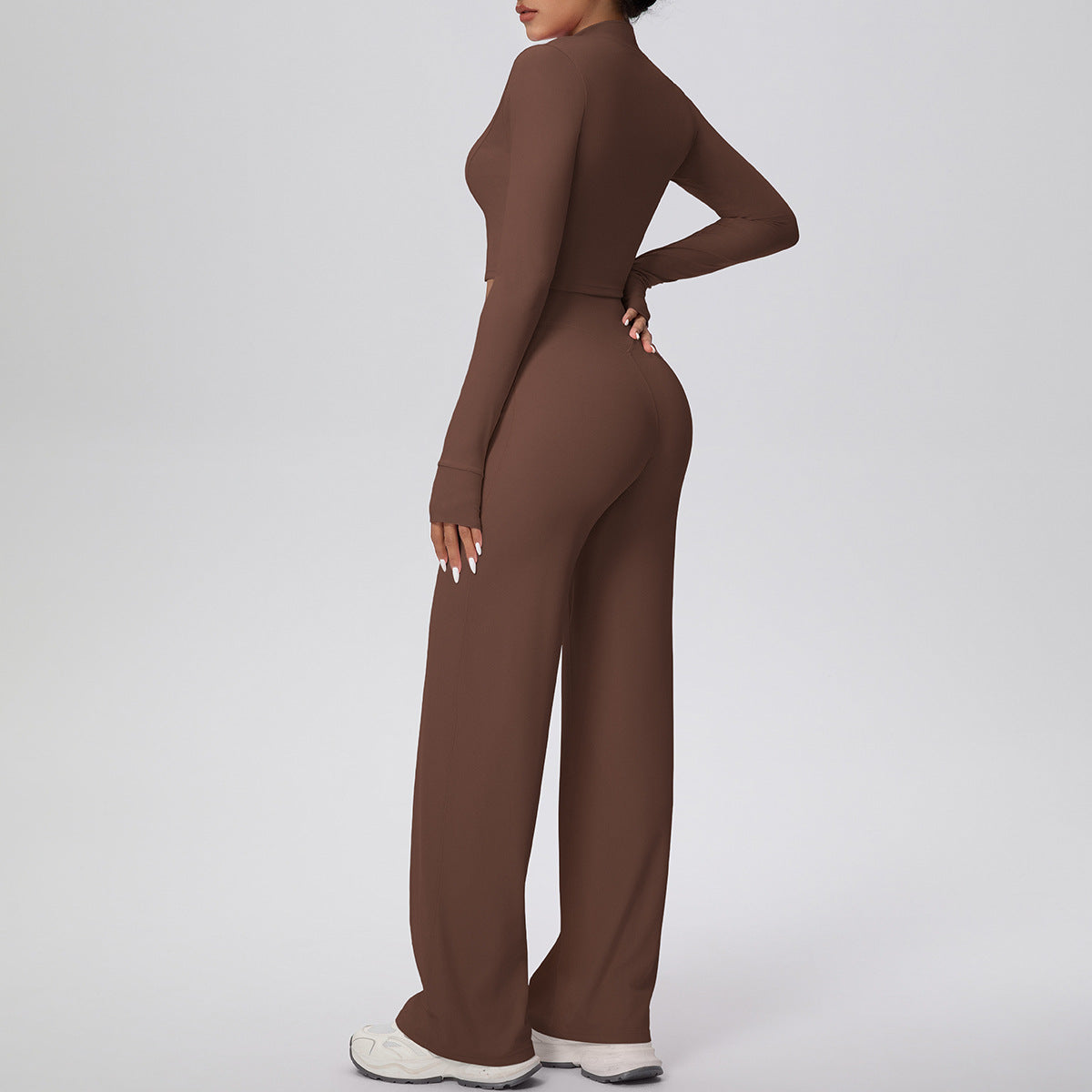 Micro Brushed  Zipper Jacket Sports Long Sleeve Running - Modestly Vogue 