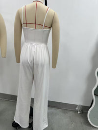 Suspender Women Casual Summer Wide Leg Loose Wrapped Chest Nipped Waist Jumpsuit - Modestly Vogue 