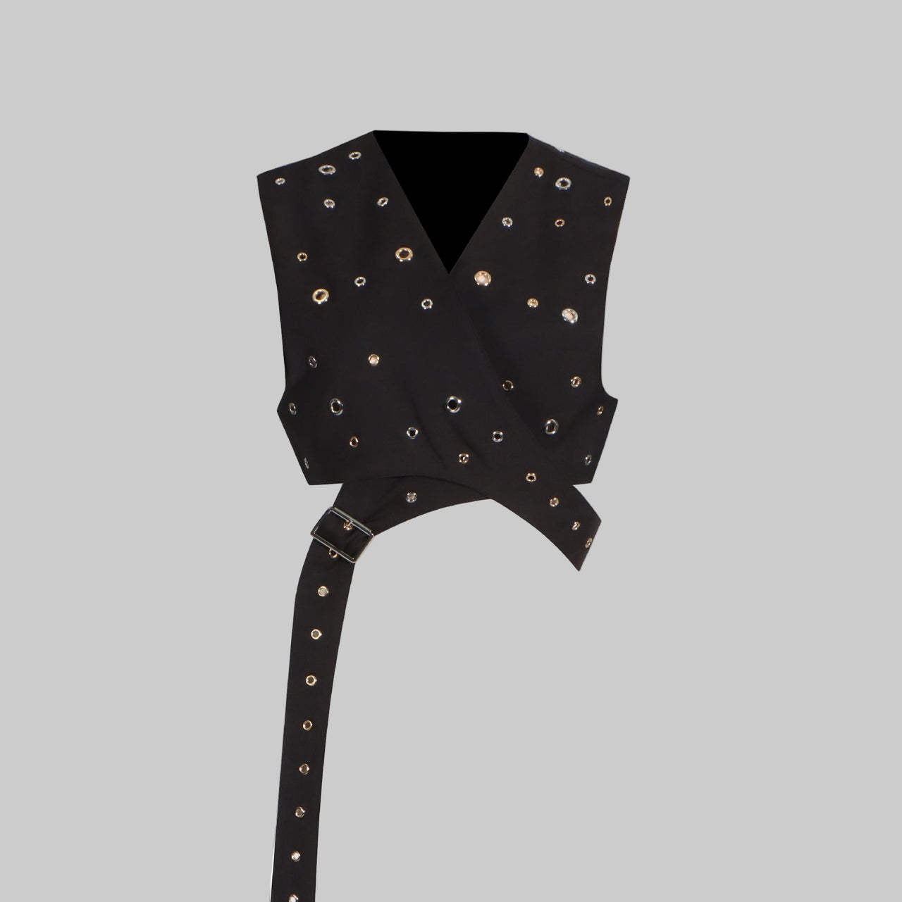 Fashionable Trendy Sleeveless Riveted Belted Tank Top - Modestly Vogue 