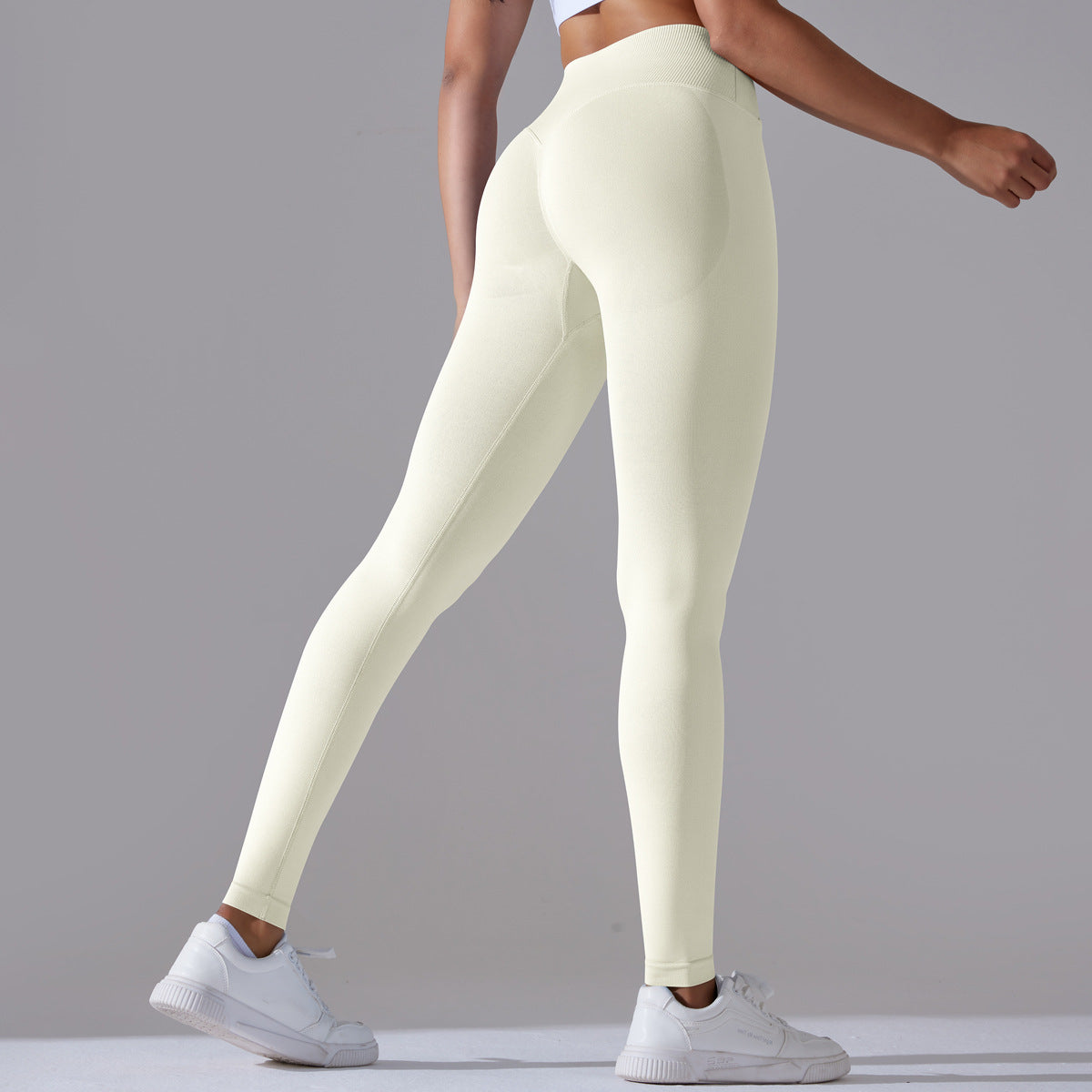 Seamless Knitted Yoga Pants Cross Waist Peach Hip Raise Yoga Pants - Modestly Vogue 