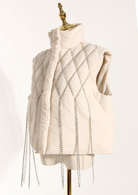 Handmade Rhinestone Quilted Sleeveless Cotton Waistcoat