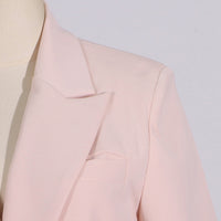V-Neck Pink Mesh Stitching Long Sleeve Women’s Blazer - Modestly Vogue 