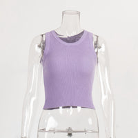 Knitted Vest Women Summer Solid Color Slim Thread Inner Wear Blouse Short Vest - Modestly Vogue 