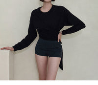 Women’s Short Cotton Lace-Up Yoga Fitness Sweater